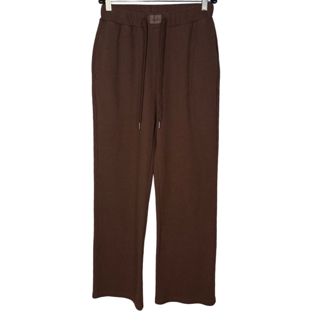 COMFRT Waffle Lounge Pants, Rich Brown, Draw String, Straight Leg, Size Small
